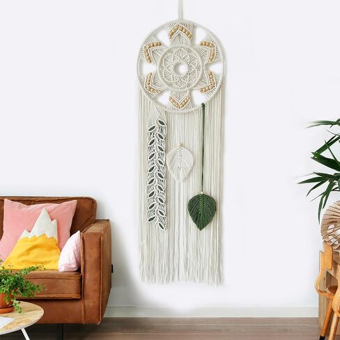 Boho Macrame Woven Wall Hanging, Dream Catcher, Handmade Bohemian Decor Decoration Art Craft for Bedroom Nursery Dorm Room in Saudi Arabia