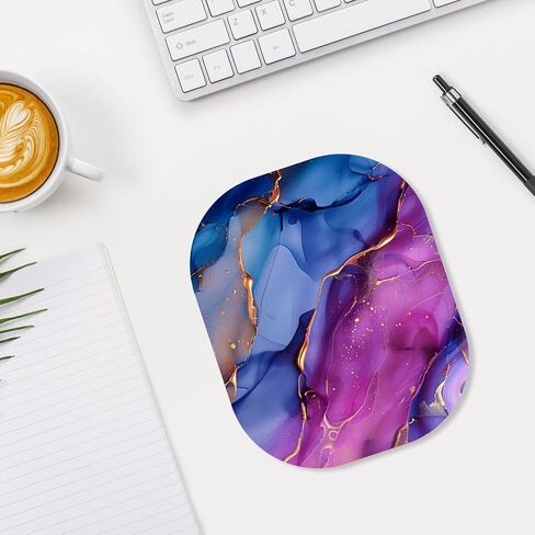 Small Mouse Pad, 6 x 7 Inch, Oval Mini Mouse Pad with Non-Slip Rubber Base for Laptop Wireless Mouse Keyboard Tray Mousepad, Marble Patterns in Kuwait