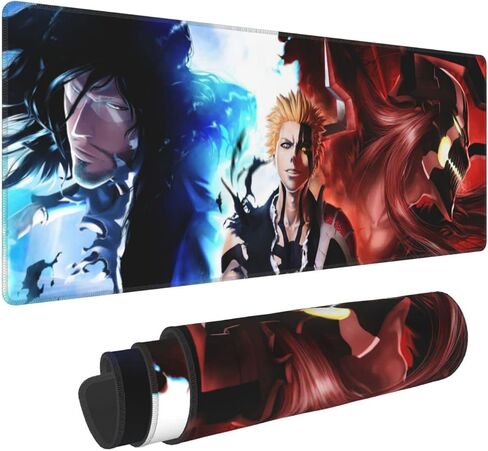 لوحة ماوس Bleach Anime، لوحة ماوس ألعاب ممتدة للمكتب بالكامل مقاس XXL، لوحة ماوس كبيرة للرسوم المتحركة، لوحة ماوس للكمبيوتر المحمول غير قابلة للانزلاق للمكتب والمنزل، سجادة مكتب بحواف مخيطة (31.4 بوصة × 11.7 بوصة) (D) in Saudi Arabia