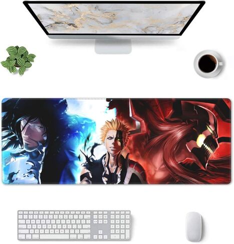 لوحة ماوس Bleach Anime، لوحة ماوس ألعاب ممتدة للمكتب بالكامل مقاس XXL، لوحة ماوس كبيرة للرسوم المتحركة، لوحة ماوس للكمبيوتر المحمول غير قابلة للانزلاق للمكتب والمنزل، سجادة مكتب بحواف مخيطة (31.4 بوصة × 11.7 بوصة) (D) in Saudi Arabia