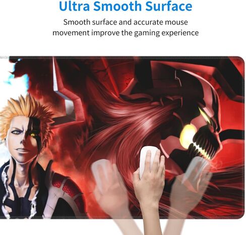 لوحة ماوس Bleach Anime، لوحة ماوس ألعاب ممتدة للمكتب بالكامل مقاس XXL، لوحة ماوس كبيرة للرسوم المتحركة، لوحة ماوس للكمبيوتر المحمول غير قابلة للانزلاق للمكتب والمنزل، سجادة مكتب بحواف مخيطة (31.4 بوصة × 11.7 بوصة) (D) in Saudi Arabia