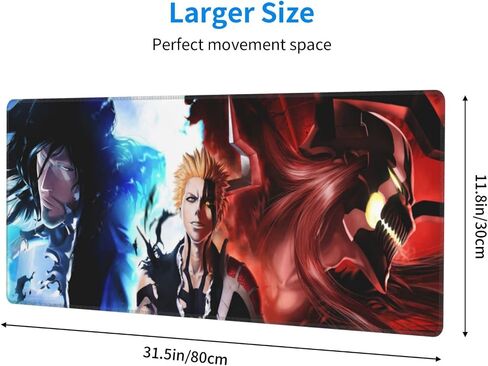 لوحة ماوس Bleach Anime، لوحة ماوس ألعاب ممتدة للمكتب بالكامل مقاس XXL، لوحة ماوس كبيرة للرسوم المتحركة، لوحة ماوس للكمبيوتر المحمول غير قابلة للانزلاق للمكتب والمنزل، سجادة مكتب بحواف مخيطة (31.4 بوصة × 11.7 بوصة) (D) in Saudi Arabia
