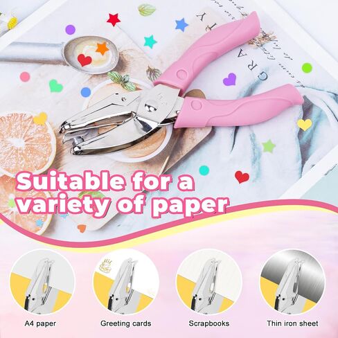 UCEC 3 Pack Hole Punch Shapes, Single Hole Punch,Mini Hole Puncher with Soft Grip, 0.2 Inch Star, 0.22 Inch Heart Hole, 0.25 Inch Circle Punch for DIY Craft Tag Clothing Ticket Scrapbook Tool in Saudi Arabia