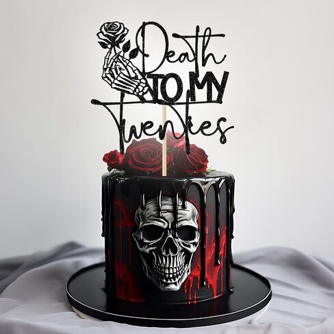 Death to My Twenties Cake Topper, Rip Twenties Decorations, Funeral Birthday Party Decor, Rip to My 20s, 30th Birthday Party Decorations, Black Glitter in Saudi Arabia
