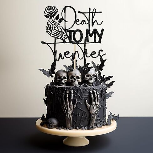 Death to My Twenties Cake Topper, Rip Twenties Decorations, Funeral Birthday Party Decor, Rip to My 20s, 30th Birthday Party Decorations, Black Glitter in Saudi Arabia
