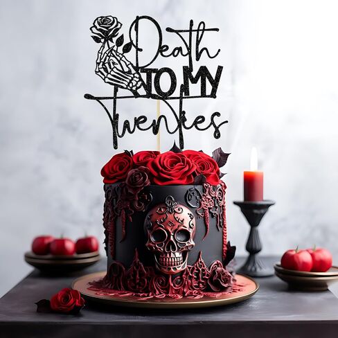 Death to My Twenties Cake Topper, Rip Twenties Decorations, Funeral Birthday Party Decor, Rip to My 20s, 30th Birthday Party Decorations, Black Glitter in Saudi Arabia