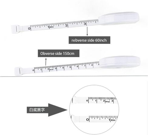 Tape Measure Measuring Tape for Body Fabric Sewing Tailor Cloth Knitting Vinyl Home Craft Measurements, 60-Inch Soft Fashion Retractable Scales Rulers for Body Weight Loss (Pure white and small white) in Saudi Arabia