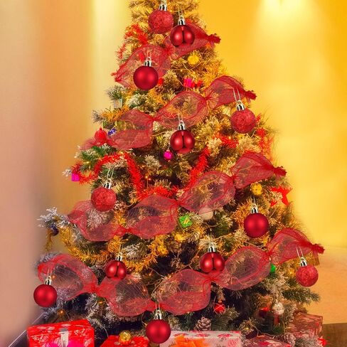 شريط شبكي من Leitee بطول 90 قدمًا لشجرة عيد الميلاد يتضمن 3 لفات من شريط معدني بعرض 10 بوصة، و24 قطعة زينة كرة عيد الميلاد و300 حبلا ربطة عنق لتزيين إكليل شجرة عيد الميلاد بنفسك (فضي) in Kuwait