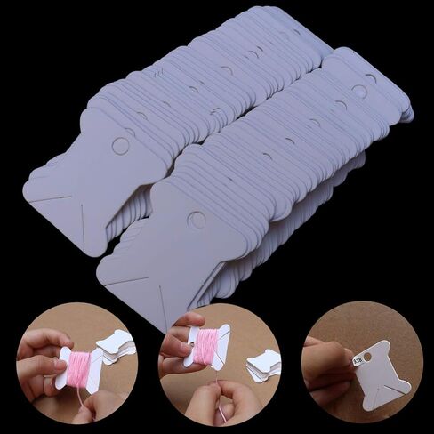 Embroidery Floss Bobbins-Paper Cross Stitch Embroidery Thread Organizer Cardboard -Floss Bobbins- Crafts Floss Bobbins -165 Thread Bobbin Cards (White) in Kuwait