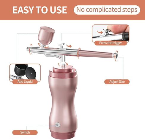 مجموعة فرشاة الهواء جوشير مع ضاغط لاسلكي - مجموعة فرش هواء عالية الضغط 48 رطل لكل بوصة مربعة قابلة لإعادة الشحن مع فوهة 0.3 مم وفرشاة تنظيف، للأظافر والمكياج والرسم in Kuwait