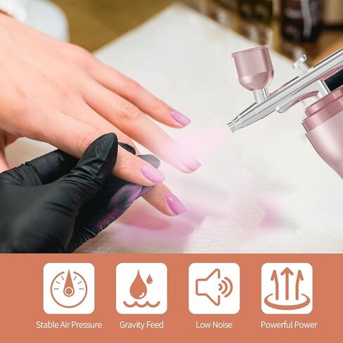 مجموعة فرشاة الهواء جوشير مع ضاغط لاسلكي - مجموعة فرش هواء عالية الضغط 48 رطل لكل بوصة مربعة قابلة لإعادة الشحن مع فوهة 0.3 مم وفرشاة تنظيف، للأظافر والمكياج والرسم in Kuwait