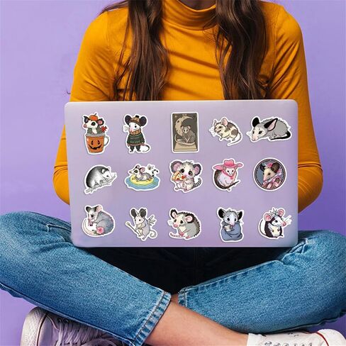 50Pcs Possum Sticker Costume Funny Opossum Water Bottle Stickers for Kids Vinyl Laptop Kids Stickers Pack, Kids Classroom Prizes for Elementary Students (Possum) in Saudi Arabia