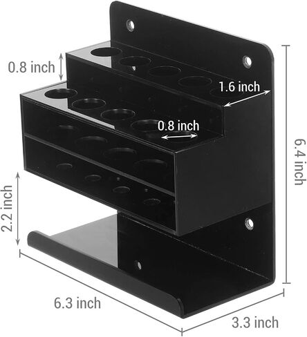 MyGift Premium Black Acrylic Dry Erase Marker Holder with 10 Slots and Bottom Eraser Tray, Wall Mounted Whiteboard Accessories Organizer Rack for Home Office School in Saudi Arabia