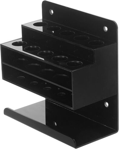 MyGift Premium Black Acrylic Dry Erase Marker Holder with 10 Slots and Bottom Eraser Tray, Wall Mounted Whiteboard Accessories Organizer Rack for Home Office School in Saudi Arabia