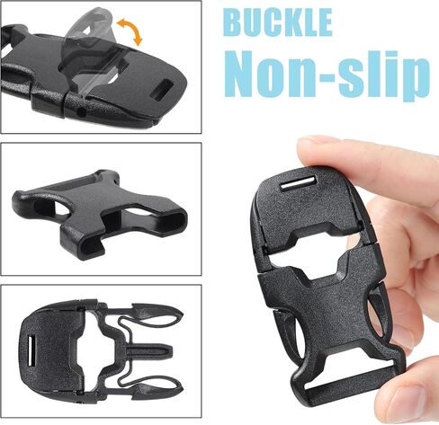1'' Buckles & Straps Set: 7 Yards Hard-Wearing Nylon Straps 1 inch Wide, 6 Pcs Non-Slip Quick Side Release Buckle, 6 Pcs Tri-Glide Sliders, Available for DIY Heavy Duty No Sew, Black in Saudi Arabia