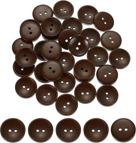 uxcell 100Pcs Wooden Buttons, 15mm(0.59 Inch) 2 Hole Round Wood Sewing Button Craft for Sewing DIY Craft Clothing, Brown in Saudi Arabia