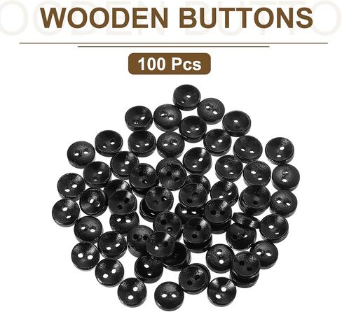 uxcell 100Pcs Wooden Buttons, 15mm(0.59 Inch) 2 Hole Round Wood Sewing Button Craft for Sewing DIY Craft Clothing, Brown in Saudi Arabia