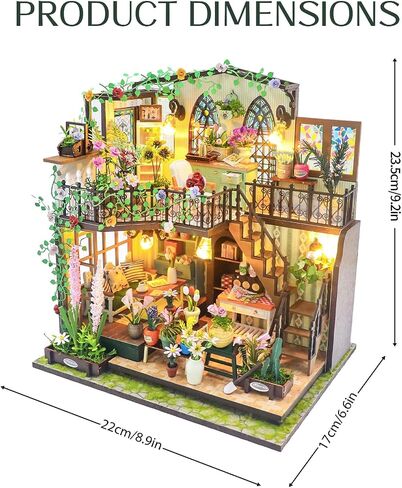 DIY Miniature House Kit Mini House Building Kit with LED Garden House Tiny House Kit with Dust Cover for Christmas Birthday Gifts for Adult in Saudi Arabia