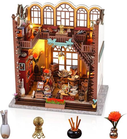 DIY Tiny House Making Kit, Handmade Crafts Kit for Adults, 3D Wooden Mini Doll House Kit with LED Light (Kelly's Pet Shop) in Saudi Arabia
