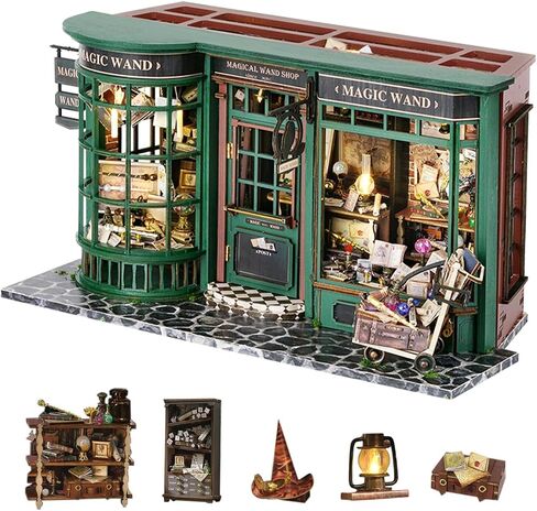 DIY Tiny House Making Kit, Handmade Crafts Kit for Adults, 3D Wooden Mini Doll House Kit with LED Light (Kelly's Pet Shop) in Saudi Arabia