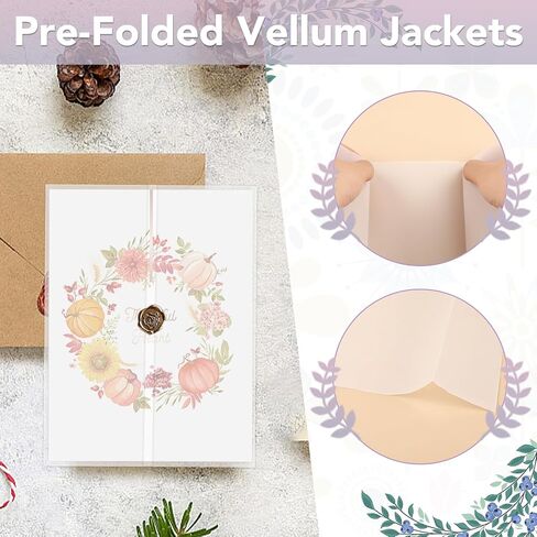VOISEN 120Pack Vellum Jackets for 5x7 Invitations,115GSM Pre Folded Vellum Wraps, Wedding Birthday Invitation Vellum Paper, Transparent Wedding Invitation 5x7 Vellum Jackets in Saudi Arabia