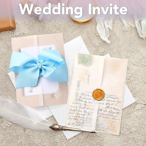VOISEN 120Pack Vellum Jackets for 5x7 Invitations,115GSM Pre Folded Vellum Wraps, Wedding Birthday Invitation Vellum Paper, Transparent Wedding Invitation 5x7 Vellum Jackets in Saudi Arabia