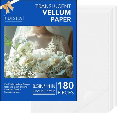VOISEN 120Pack Vellum Jackets for 5x7 Invitations,115GSM Pre Folded Vellum Wraps, Wedding Birthday Invitation Vellum Paper, Transparent Wedding Invitation 5x7 Vellum Jackets in Kuwait