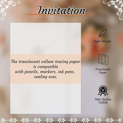 VOISEN 120Pack Vellum Jackets for 5x7 Invitations,115GSM Pre Folded Vellum Wraps, Wedding Birthday Invitation Vellum Paper, Transparent Wedding Invitation 5x7 Vellum Jackets in Kuwait