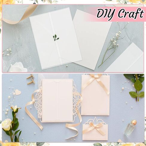 VOISEN 120Pack Vellum Jackets for 5x7 Invitations,115GSM Pre Folded Vellum Wraps, Wedding Birthday Invitation Vellum Paper, Transparent Wedding Invitation 5x7 Vellum Jackets in Kuwait