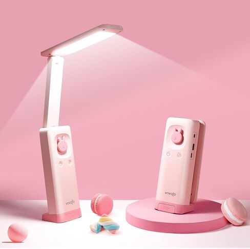 مصباح مكتب VAVOFO قابل للطي ومحمول لطيف، مصباح مكتبي يعمل بالبطارية، مدمج 6000 مللي أمبير قابل لإعادة الشحن، 3 ألوان مصباح مكتب وردي دافئ، مصباح مكتب USB C قابل لإعادة الشحن، مصباح مكتب لاسلكي، مصباح بطارية in Kuwait