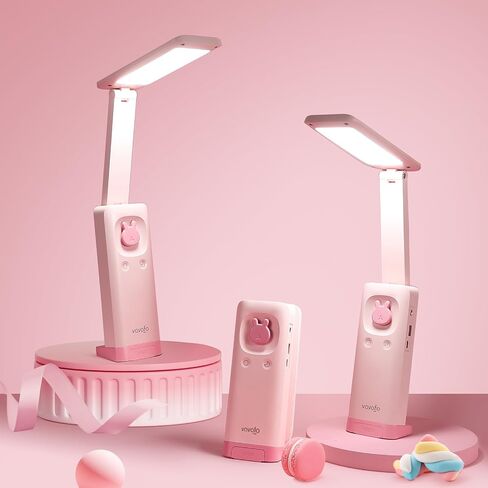 مصباح مكتب VAVOFO قابل للطي ومحمول لطيف، مصباح مكتبي يعمل بالبطارية، مدمج 6000 مللي أمبير قابل لإعادة الشحن، 3 ألوان مصباح مكتب وردي دافئ، مصباح مكتب USB C قابل لإعادة الشحن، مصباح مكتب لاسلكي، مصباح بطارية in Kuwait
