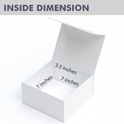 AuroWish 3 Pack 7x7x3.5 Inches White Gift Boxes with Magnetic Lids for Presents, Gift boxes with Ribbon for Wedding, Christmas, Birthday, Mother's Day, Father's Day, Groomsman Proposal Box in Kuwait