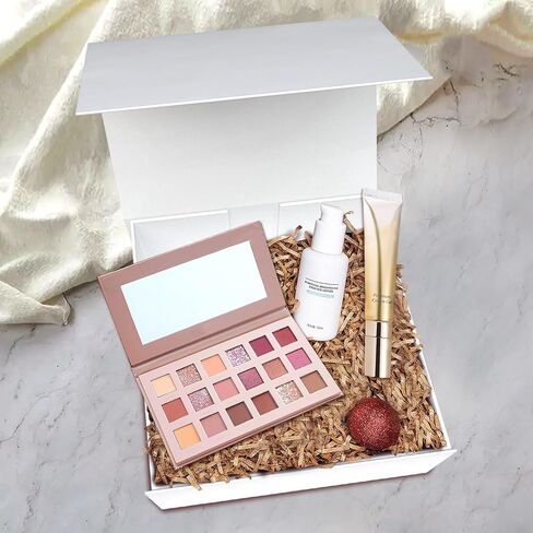 AuroWish 3 Pack 7x7x3.5 Inches White Gift Boxes with Magnetic Lids for Presents, Gift boxes with Ribbon for Wedding, Christmas, Birthday, Mother's Day, Father's Day, Groomsman Proposal Box in Kuwait