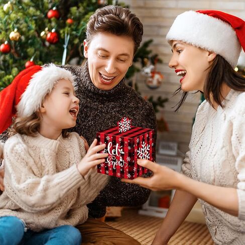 12 Pcs Christmas Gift Boxes with Lids 3D, Buffalo Plaid Small Christmas Cookie Treat Boxes, Holiday Christmas Candy Coodie 4x4x4 Gift Boxes, Gift Ornament Box Bulk for Party Favor Boxes (Plaid) in Saudi Arabia