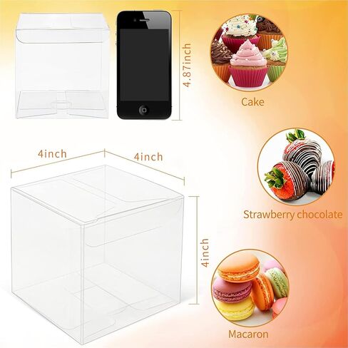 COTOPHER 35 Pcs Clear Boxes for Favors, 6x6x6 Inches Clear Gift Boxes PET Material Small Cake Boxes Plastic Small Gift Boxes with Lids, 6 Inch Cake Box for Wedding Favors Baby Shower in Kuwait