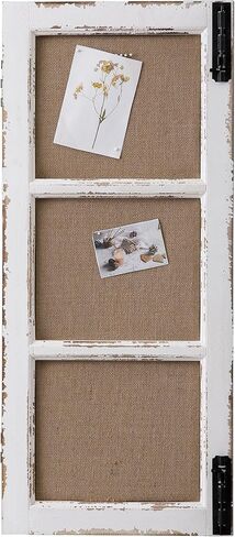SOFE 32 Inch Long Linen Framed Bulletin Board, Creative Window Frame Wall Decor, Distressed White Fabric Pin Board, Narrow Farmhouse Message Board Decorative Vision Board/Memo Board in Saudi Arabia