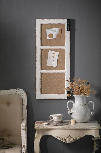 SOFE 32 Inch Long Linen Framed Bulletin Board, Creative Window Frame Wall Decor, Distressed White Fabric Pin Board, Narrow Farmhouse Message Board Decorative Vision Board/Memo Board in Saudi Arabia