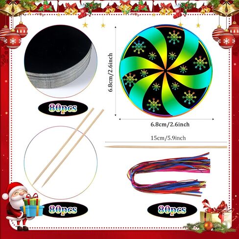 Hollowfly 80 Pcs Christmas Candy Cane Scratch Cards Candyland Party Favors Rainbow Xmas Candy Cane Peppermint Tree Decorations Christmas Tree Ornaments for Winter Xmas Home DIY Activities in Saudi Arabia