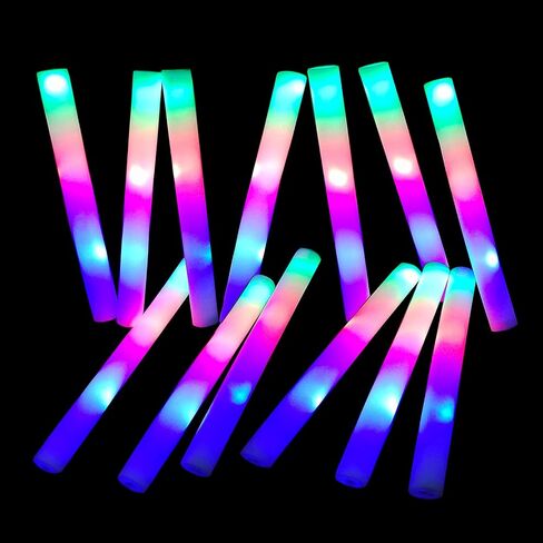 Glow Sticks Bulk - 100 Pcs LED Foam Sticks Glow in the Dark Party Supplies with 3 Modes Flashing Effect, Glow Batons Party Favors for Party Wedding Birthday Concert Halloween Christmas in Saudi Arabia
