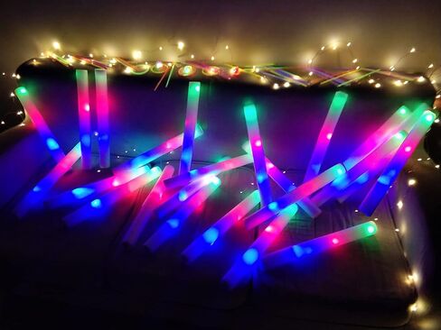 Glow Sticks Bulk - 100 Pcs LED Foam Sticks Glow in the Dark Party Supplies with 3 Modes Flashing Effect, Glow Batons Party Favors for Party Wedding Birthday Concert Halloween Christmas in Saudi Arabia