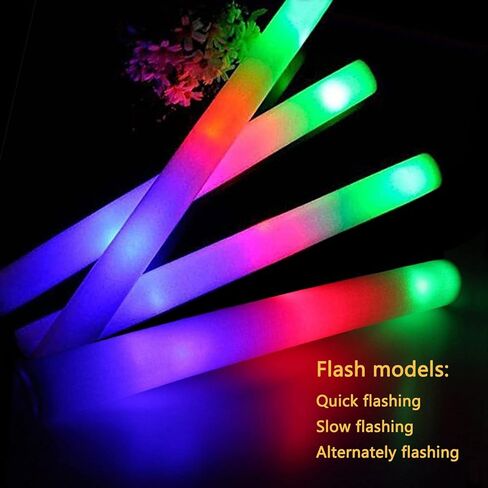 Glow Sticks Bulk - 100 Pcs LED Foam Sticks Glow in the Dark Party Supplies with 3 Modes Flashing Effect, Glow Batons Party Favors for Party Wedding Birthday Concert Halloween Christmas in Saudi Arabia