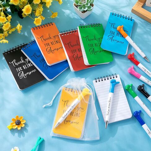 PerKoop 40 Sets Christmas Appreciation Gifts Bulk 40 Pcs Thumbs up Pens Ballpoint and Spiral Motivational Notebook and Organza Bag Teacher Employee Thank You Gift for team Party(Modern Style) in Saudi Arabia