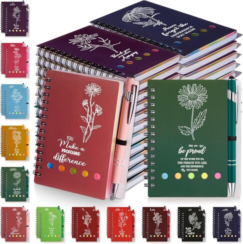 24 مجموعة من هدايا تقدير الموظفين، دفاتر ملاحظات ملهمة مع أقلام، مفكرة جيب تحفيزية، مجلة صغيرة، هدية عيد الميلاد للموظفين، زملاء العمل، المدرسة (أسود) in Saudi Arabia