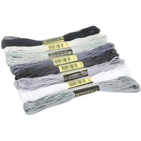 8Pcs Multicolor Cotton Stitch Embroidery Thread Floss DIY Friendship Bracelets Floss Craft Sewing Skeins Grey Black White Fashion Embroidery Floss for Arts, Crafts and Sewing