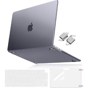 MOSISO Compatible with MacBook Air 13 inch Case 2025 2024 2023 2022 M3 A3113 M2 A2681, Ultra-Thin Natural Original Hard Shell Case&Keyboard Skin&Screen Film&Type C for MacBook Air 13.6, Black