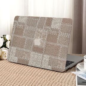 Seorsok Compatible with MacBook Air 13 Inch Case2022 2021 2020 2019 2018 Release A1932 A2179 M1 A2337 Touch ID,Elegant Woven Fabric Textured Leather Plastic Hard Shell Case with Keyboard Cover,Beige