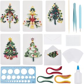WEBEEDY 20 Sets DIY Christmas Tree Quilling Kit Handmade Christmas Tree Quilling Card with Instruction DIY Happy Christmas Congratulation Cards for Friends Families and Colleagues in Saudi Arabia