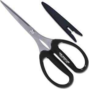 CANARY Utility Scissors All Purpose Heavy Duty 6.5" [Angled Blade] Made in JAPAN, Razor Sharp Japanese Stainless Steel Blade, Black