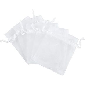100pcs Sheer Organza Favor Bags 3x4'' Jewelry Candy Gift Bags Samples Display Drawstring Pouches (Purple)