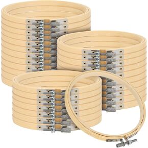 SENJEOK 30PCS 6 Inch Embroidery Hoops, Cross Stitch Circle, Bamboo Embroidery Rings Needlework Supplies for DIY, Craft